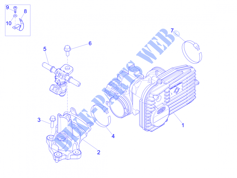 Throttle body   Injector   Union pipe for VESPA GTS ie 2015