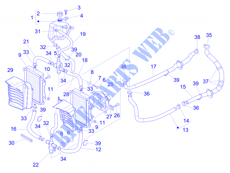 Cooling system for VESPA GTS ie ABS 2014
