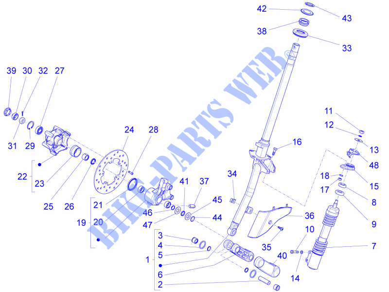 Fork/steering tube   Steering bearing unit for VESPA LXV 4T 3V E3 2015