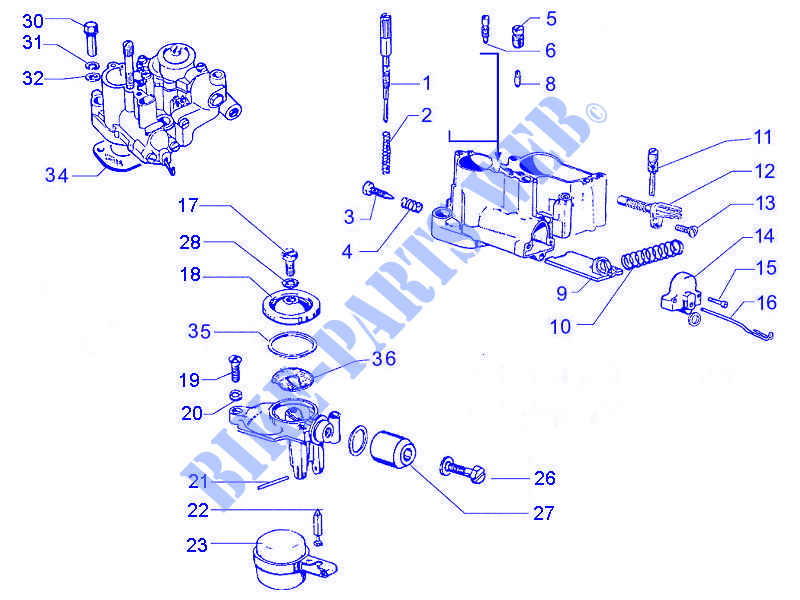 Carburetor's components for VESPA PX 30 Anni 2007