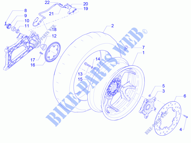 Rear wheel for PIAGGIO MP3 500 Business ABS E3-E4 2015