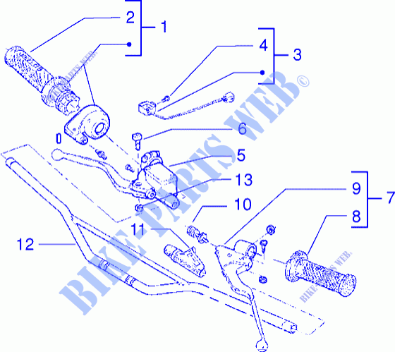 Handlebars component parts for GILERA GSM 1999