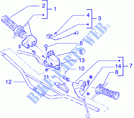 Handlebars component parts for GILERA Zulu 50 2001