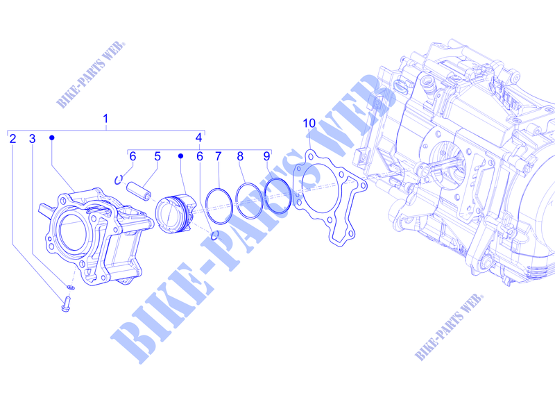 Cylinder piston wrist pin unit for VESPA GTS 125 Super 4T Euro 5 ABS 2021
