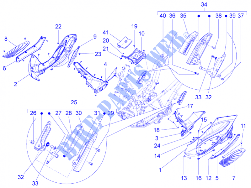 Central cover   Footrests for PIAGGIO BV 4T 4V ie E3 2014