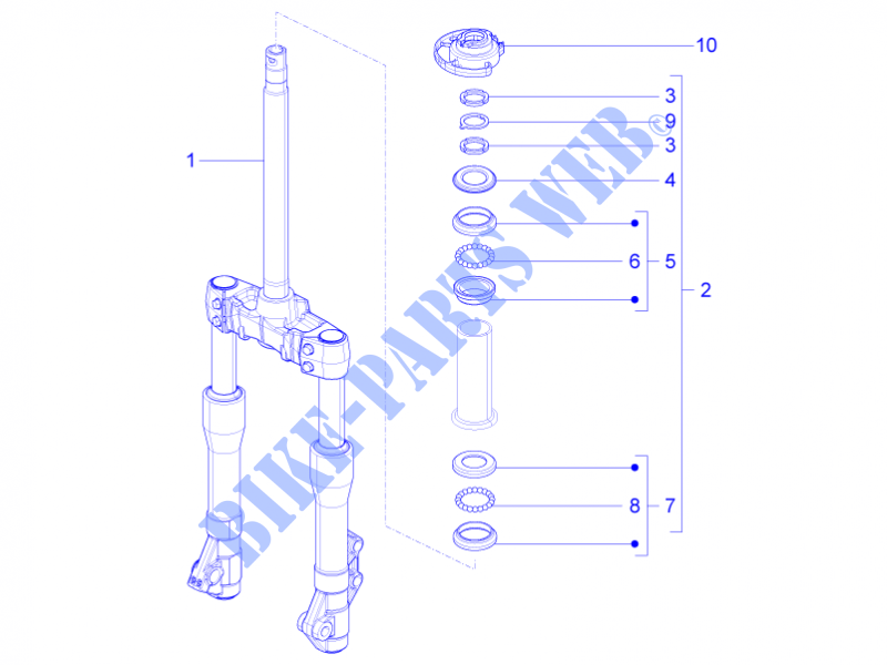 Fork/steering tube   Steering bearing unit for PIAGGIO BV 4T 4V ie E3 2014