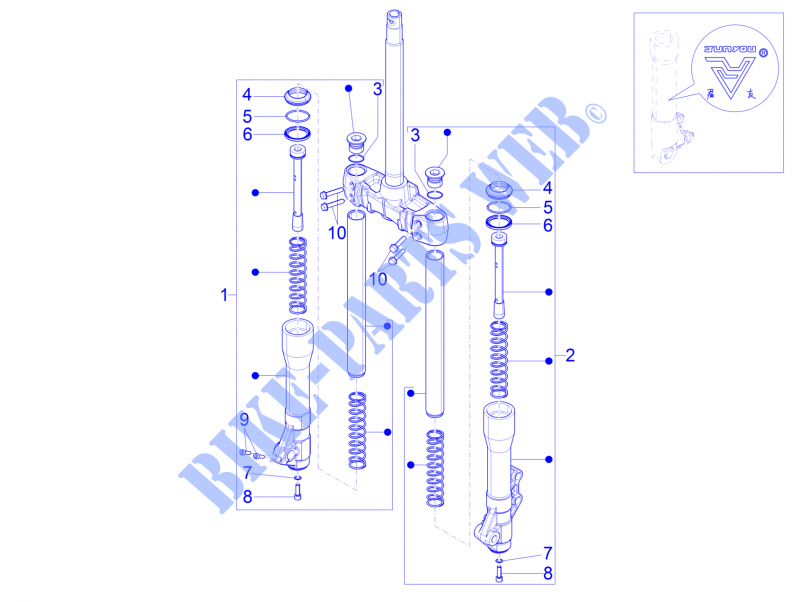 Fork's components (Mingxing) for PIAGGIO BV ST 4T 4V ie E4 ABS 2017