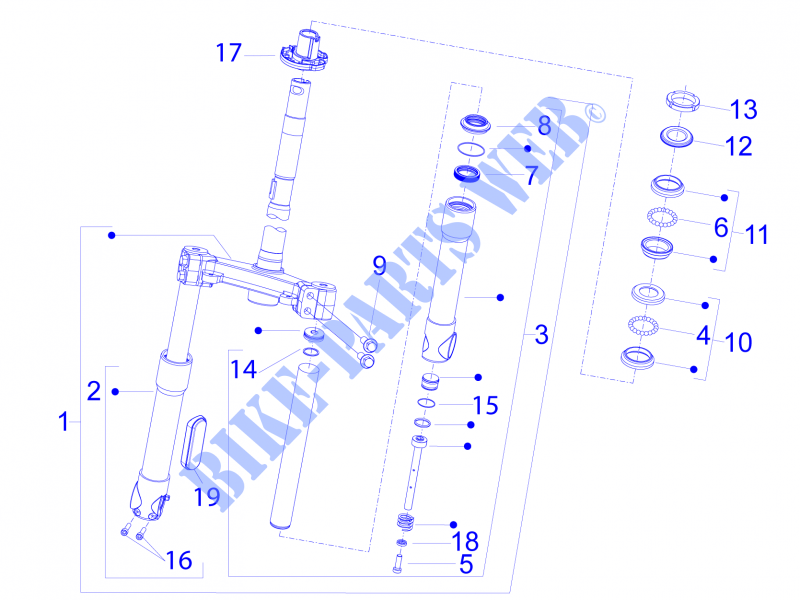 Fork/steering tube   Steering bearing unit for PIAGGIO Fly 4T 2V 25-30Km/h 2015