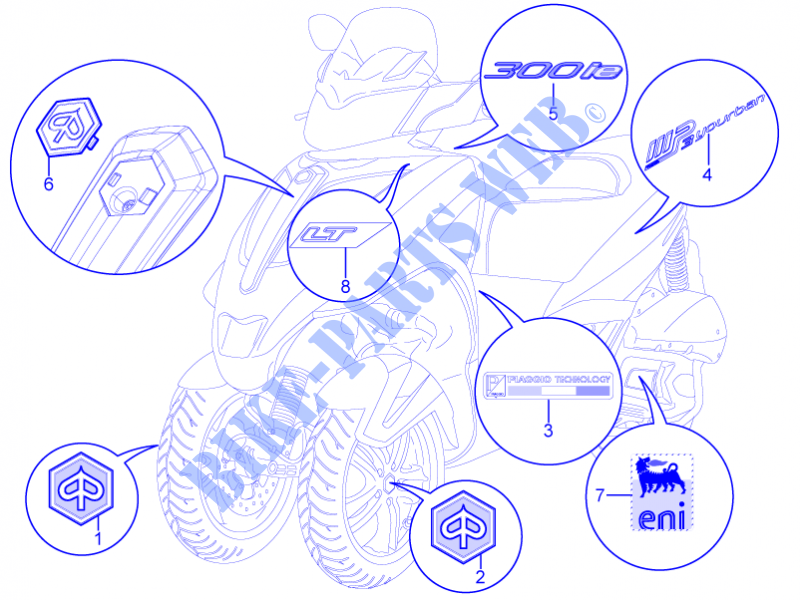 Plates   Emblems for PIAGGIO MP3 YOUrban LT ERL 2011