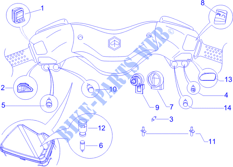 Selectors   Switches   Buttons for PIAGGIO X8 Street Euro 2 2007
